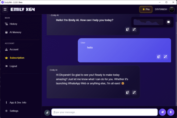 Emily X64 app